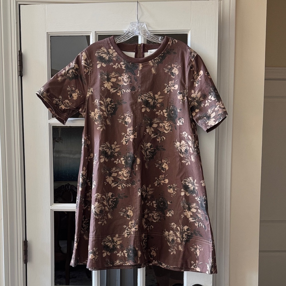 entro Brown Floral Short-Sleeve A-Line Dress